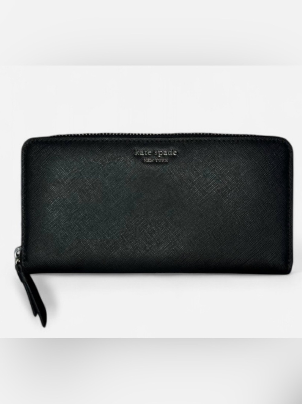 kate spade Black Textured Leather Zip Wallet
